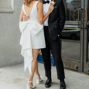 Sachin & Babi: Ivory Bow Mini Dress